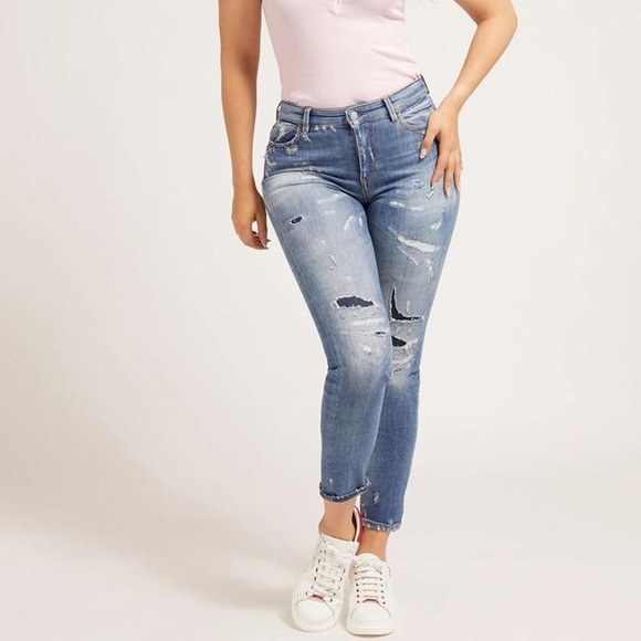 New GUESS Skinny fit denim pant abrasions - Picture 3 of 12